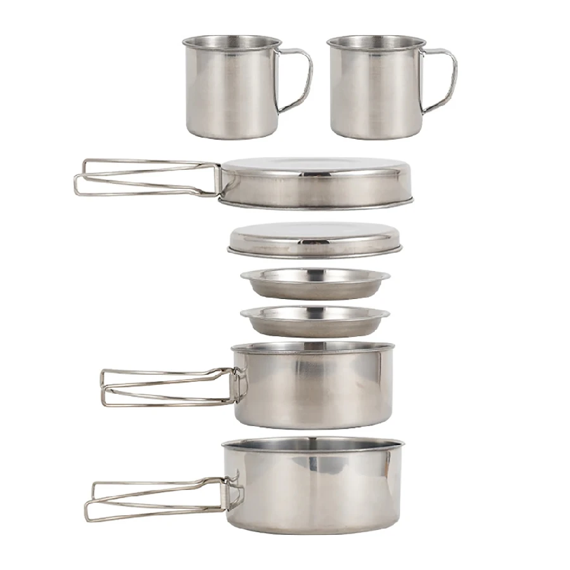 8pcs/Set Camping Cookware Mess - Camping Hiking Cooking 评论和价格